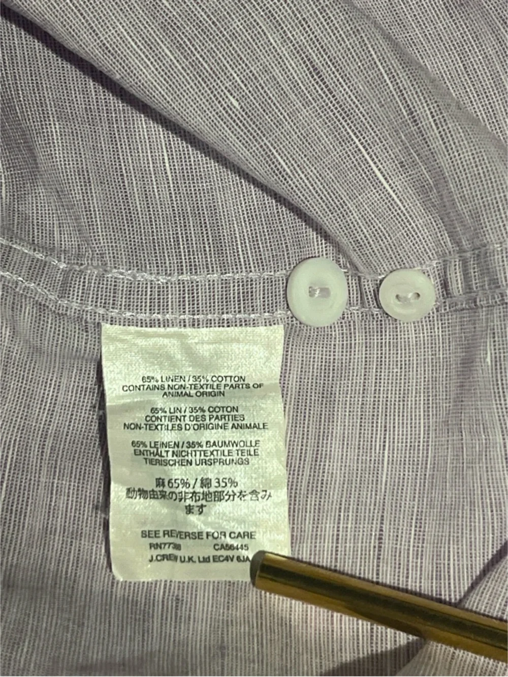 J.Crew Shirt Men’s XL Purple Lavender Linen Cotton Baird McNutt Slim Fit
